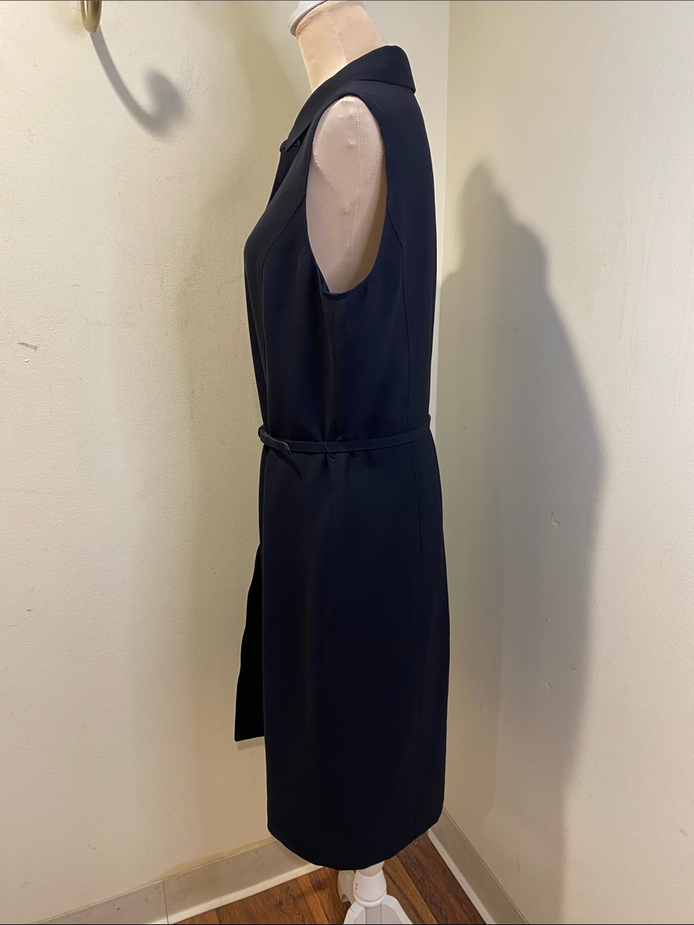 CASUAL CORNER Sleeveless Black Midi Shirt Dress with Slim Belt SZ 12 - Picture 8 of 11